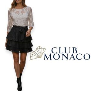 Club Monaco black organza tiered ruffle skirt Size 4